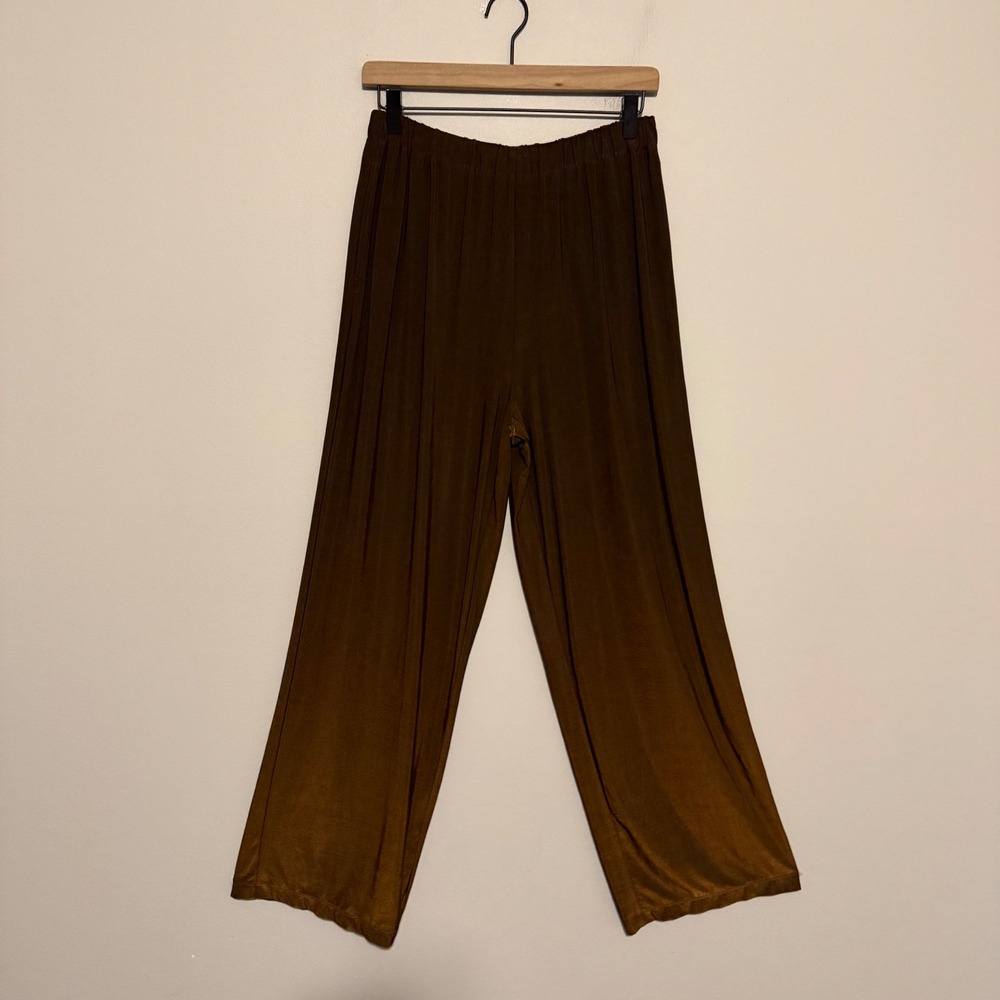 Issey Miyake Pull On Wide Leg pants Large bronze brown minimalist lagenlook